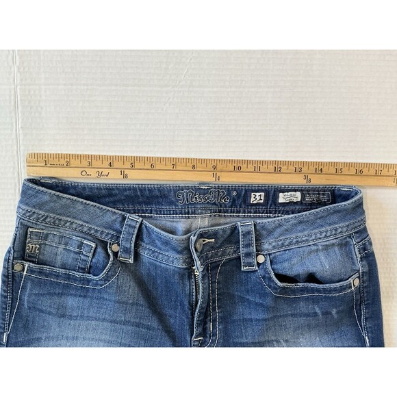 Miss Me Jeans Skinny Mid Rise Size 31 inch Distressed 28 Inseam - Picture 5 of 6
